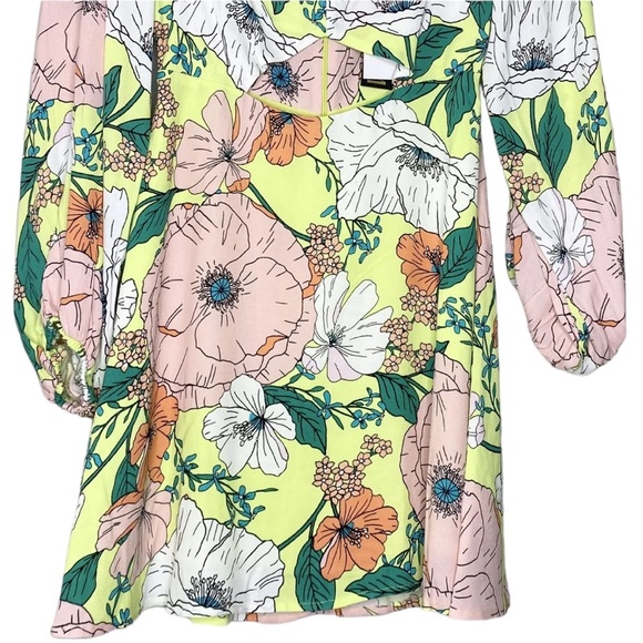 Revolve X AFRM Spring Lime Bouquet Floral Dolly Off The Shoulder Mini Dress | M - Picture 6 of 16